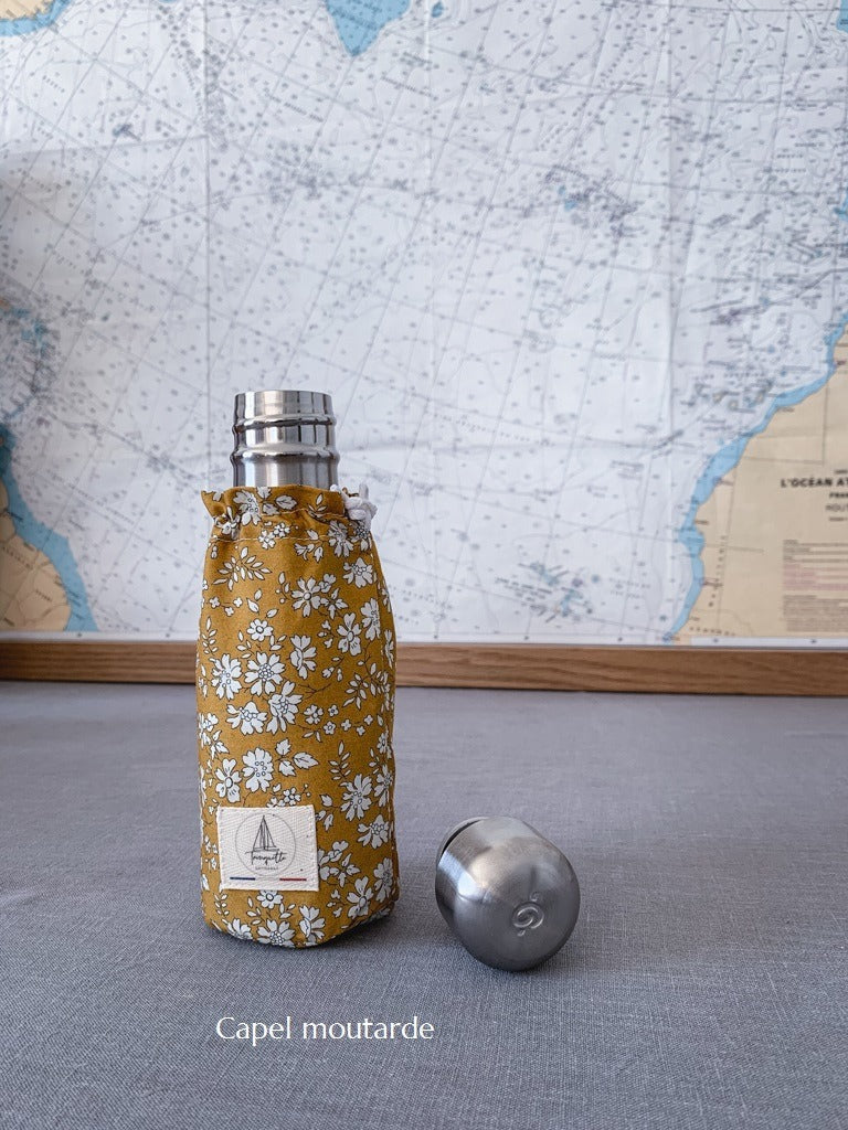 Bouteille isotherme 260 ml Qwetch & pochette de transport - Liberty Trinquette Artisanat