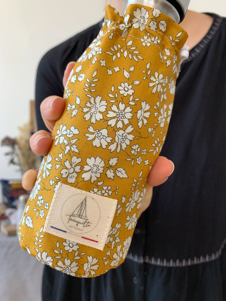 Bouteille isotherme Qwetch 500ml & pochette de transport - Liberty - Trinquette Artisanat