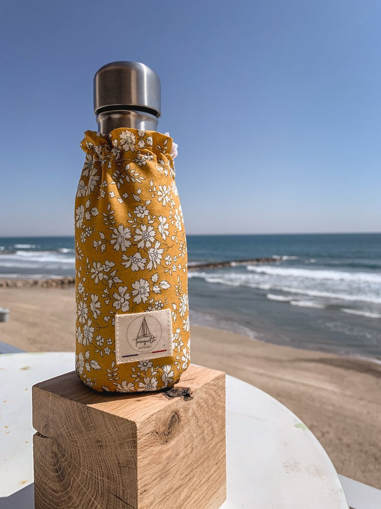 Bouteille isotherme Qwetch & pochette de transport - plage
