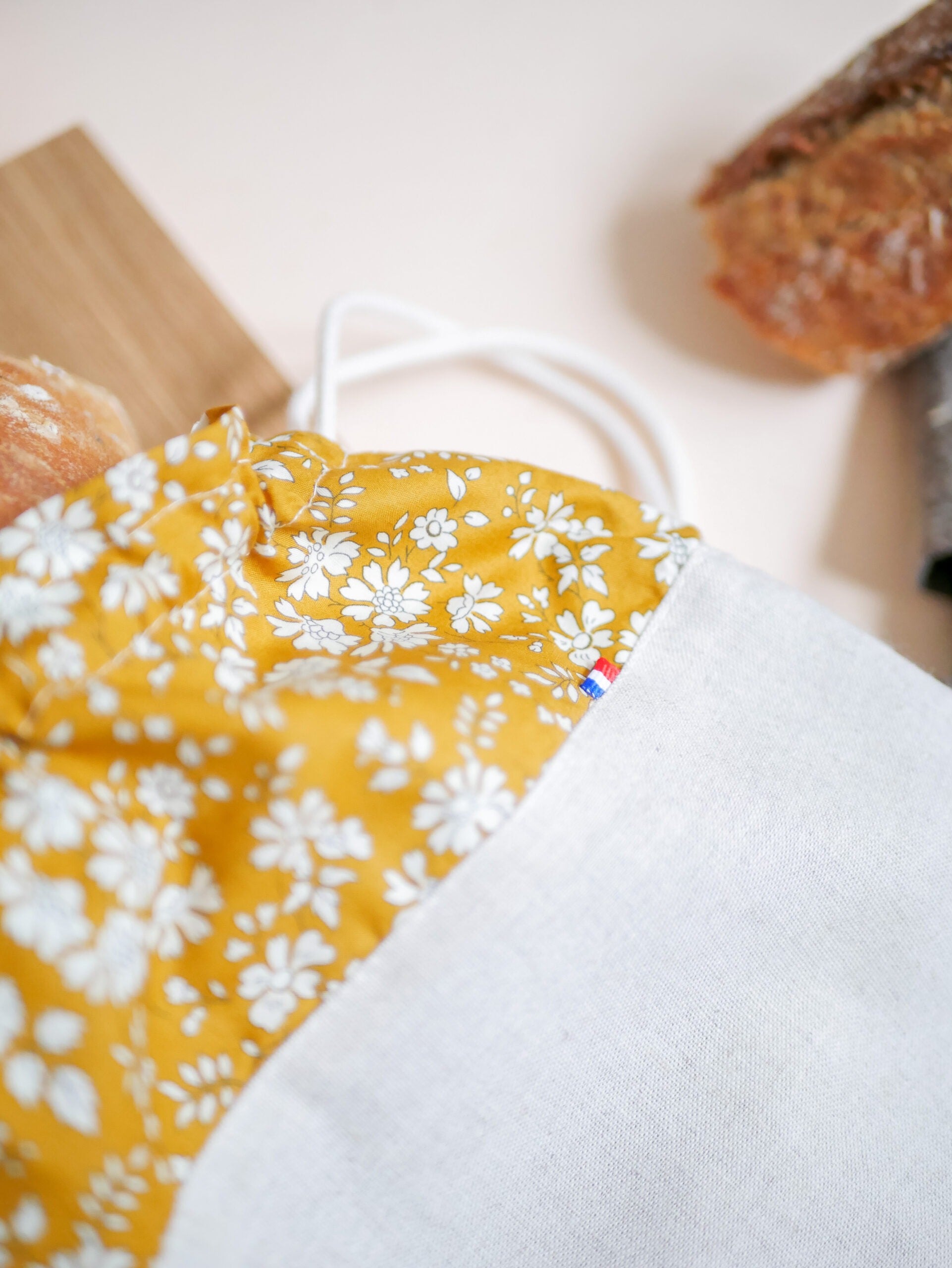 Sac à pain en lin et Liberty