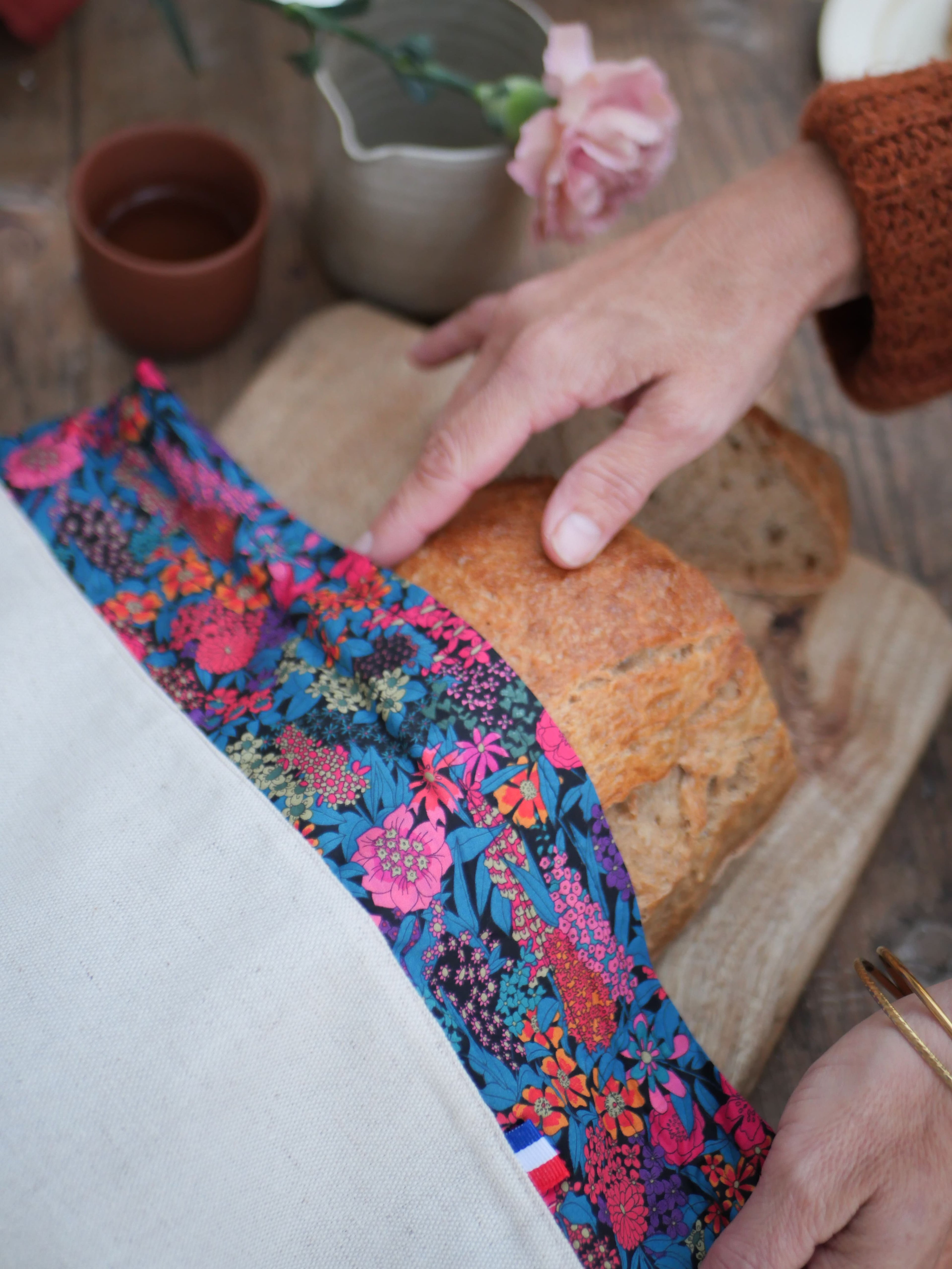 Sac à pain en lin et coton Liberty