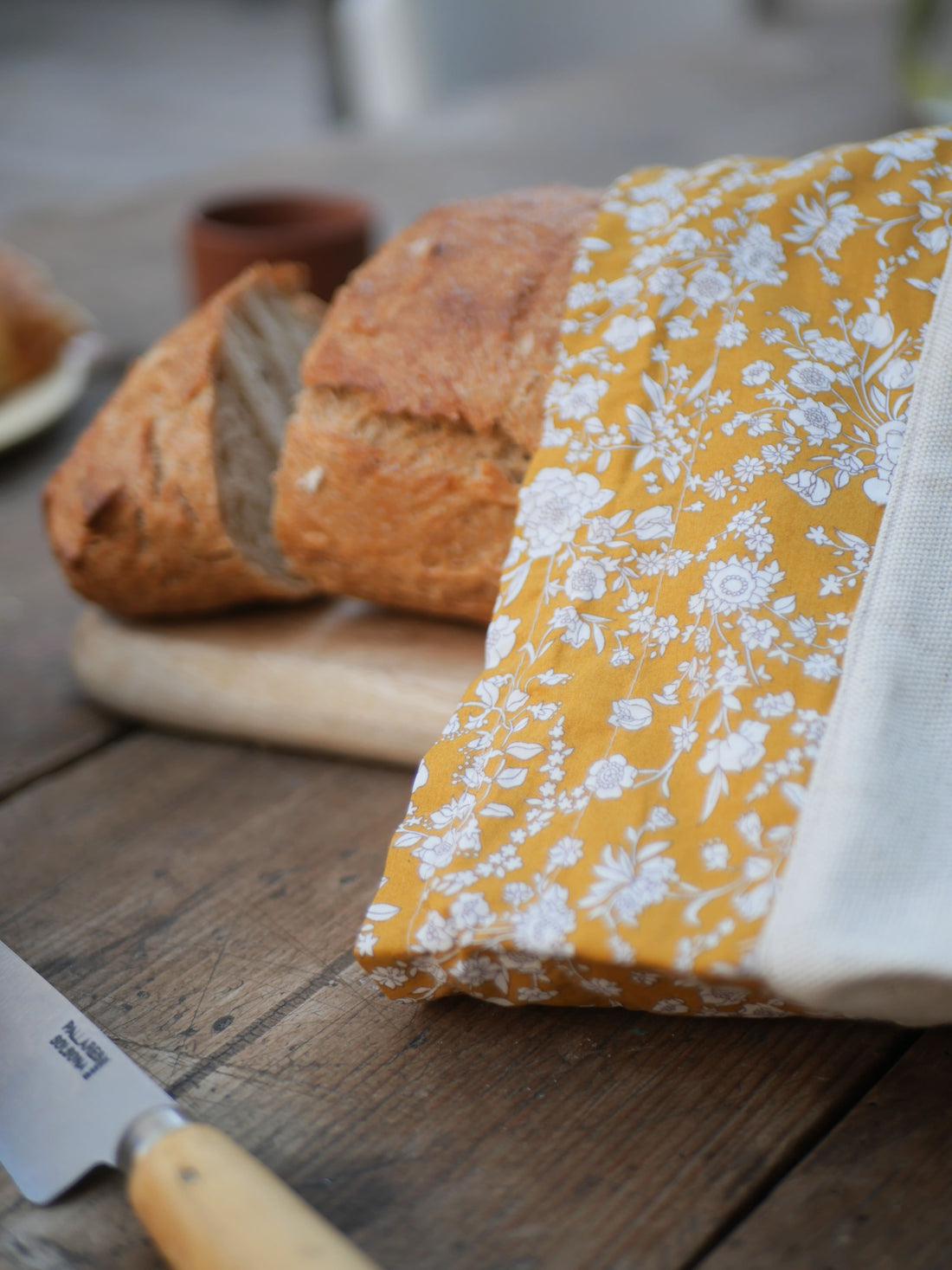 Sac à pain en lin et coton Liberty