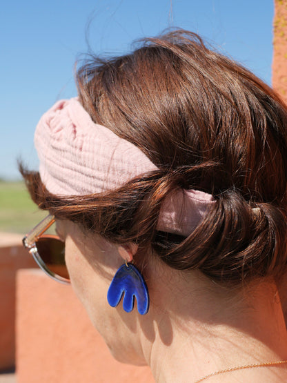 Bandeau cheveux - Coton double gaze rose doux