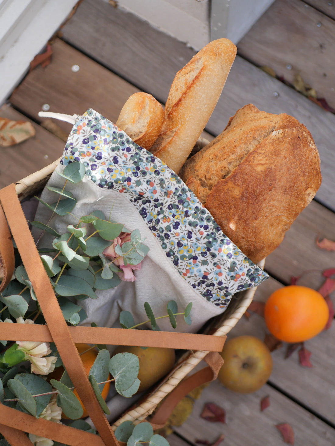 Sac à pain en lin et coton Liberty