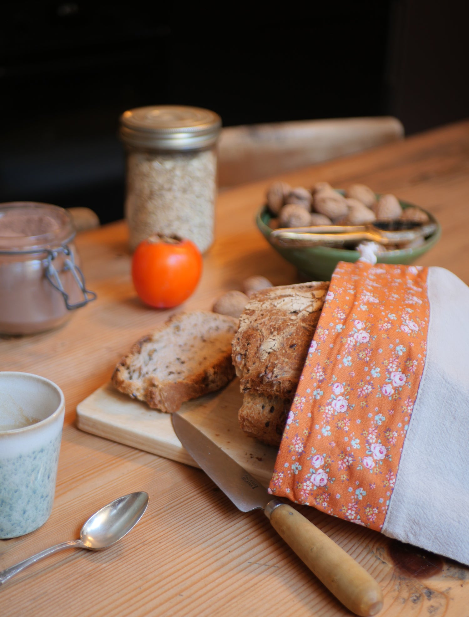 Sac à pain XL en lin et coton