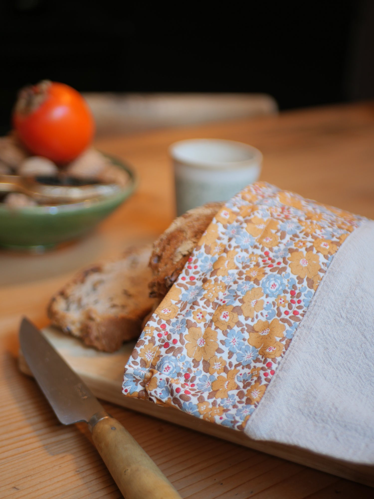 Sac à pain XL en lin et coton